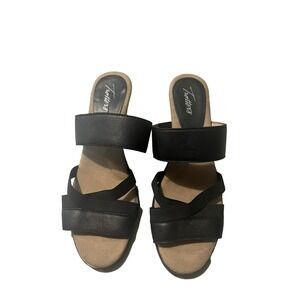 Trotters Womens Maxine Leather Slip On Sandals Size 10 Black